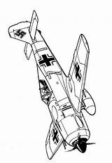 Ww2 Coloring Kids Fun Aircraft Wwii Pages Airplane Drawing Plane Outlines Focke 1942 War Crafts Wulff Fw 190a Aircrafts Kleurplaat sketch template