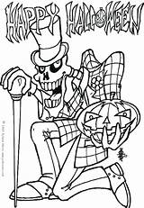 Halloween Coloring Skeleton Happy Pages Creepy Printable Wtih Description sketch template