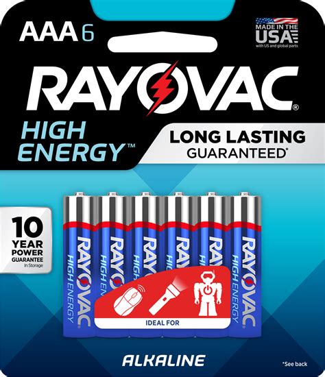 Rayovac High Energy Alkaline Batteries Size Aaa Batteries 6 Pack 824