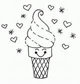 Ice Cream Coloring Cute Pages Printable Kids sketch template