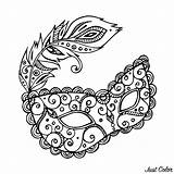 Carnival Mask Coloring Pages Simple Drawing Adult Printable Color Adults Feathers Gras Mardi Feather Venetian Carnaval Venice Tattoo Justcolor Masks sketch template
