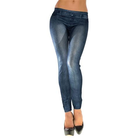 Hot Sexy Women S Seamless Denim Jeans Look Leggings Skinny Jeggings