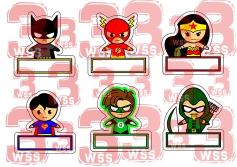 tags superhero templates  toppers  stickers  etsy