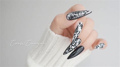crow canyon nails blackwhite long nails