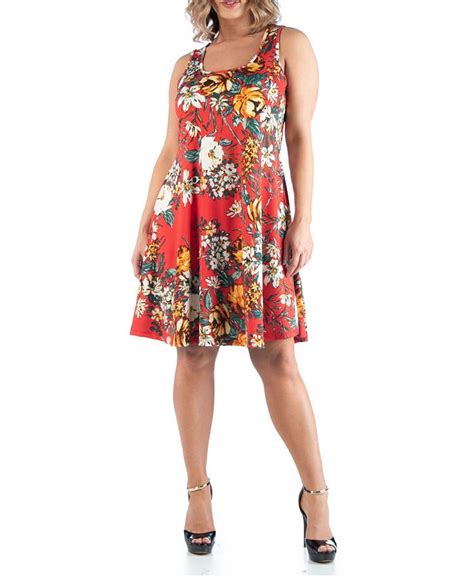 24seven Comfort Apparel Womens Plus Size Floral Sleeveless Dress