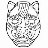 Mayan Aztec Tribal Coloriages Masks sketch template