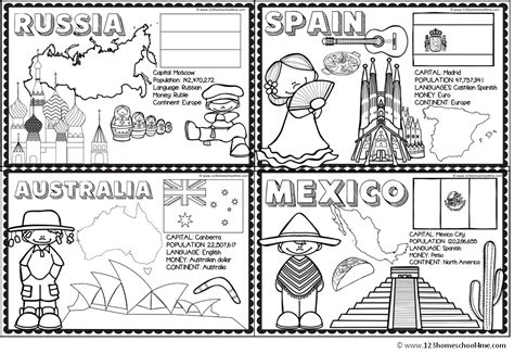 countries coloring pages  homeschool geography preschool