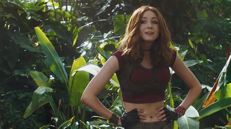 watch karen gillan questions her skimpy outfit in the new ‘jumanji