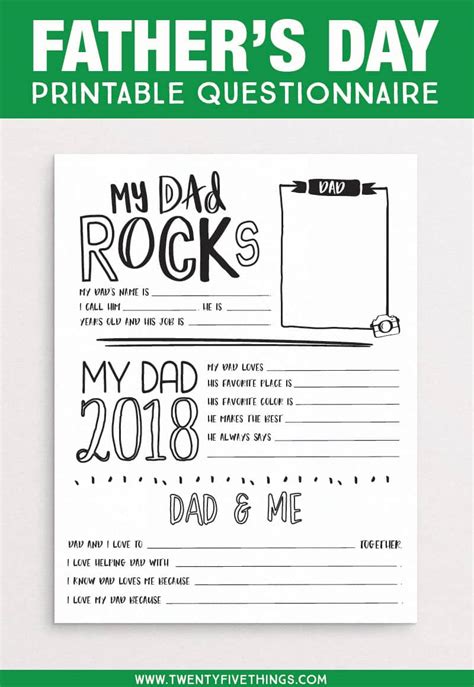 fathers day questionnaire printable   fun loving families