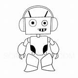Coloring Robot Pages Printable Imitates Smile Standing sketch template