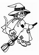 Coloring Witch Pages Witches Cartoon Clipart Halloween Kids Printable Library sketch template