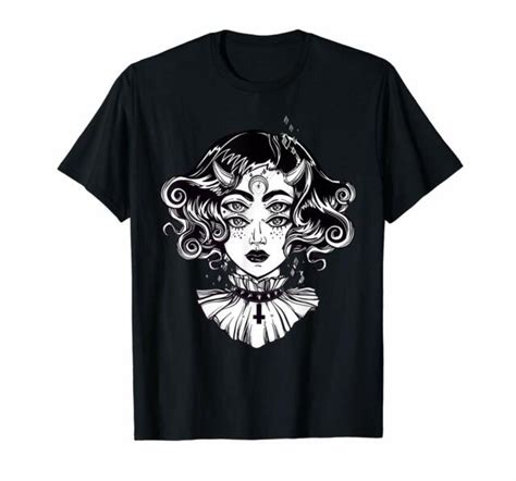 horned devil girl satanic halloween glitch costume funny black t shirt