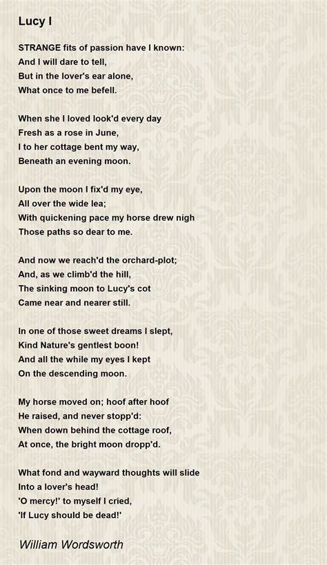 lucy  poem  william wordsworth poem hunter