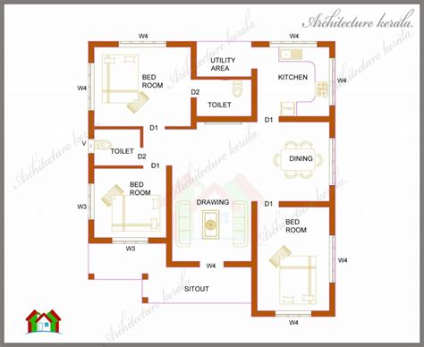 elegant  bedroom house plans kerala style  sq feet  home plans design
