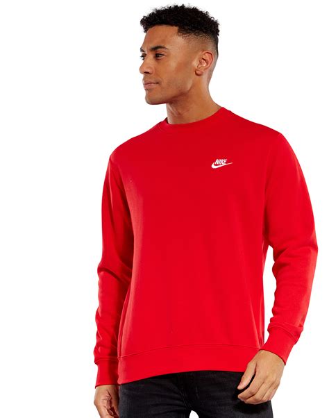 nike mens club crew neck sweatshirt red life style sports uk