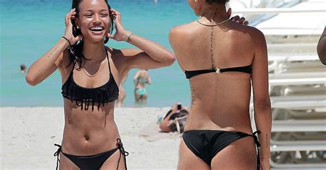 rihanna s love rival karrueche tran shows off hot bikini body on beach mirror online