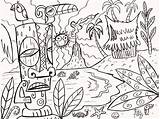Tiki Drawing Coloring Pages Adult Man Getdrawings Hut sketch template