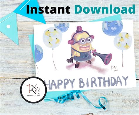 printable minion themed birthday card instant  etsy canada