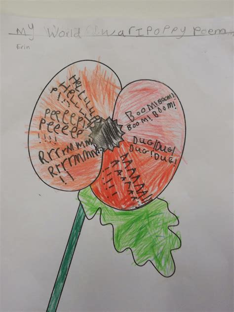 chilcote primary school year  english poppy shape poems