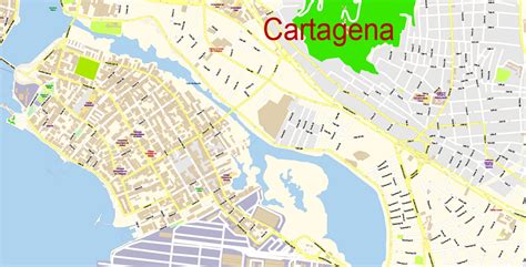 cartagena map vector colombia extra detailed city plan editable adobe illustrator street map