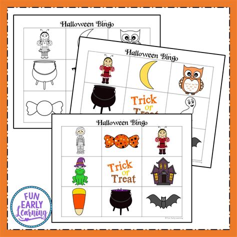 halloween bingo  printable  preschool  kindergarten