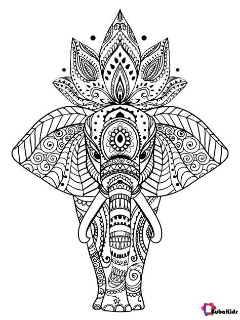 animal elephant mandala coloring page  kids  adults bubakidscom