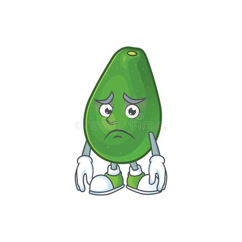 temor  la fruta madura del aguacate en personaje de caricatura ilustracion del vector