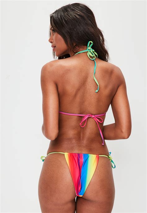 lyst missguided rainbow coloured bikini set