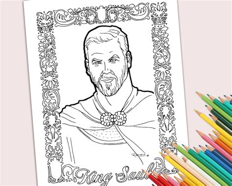 king saul printable coloring pages bible coloring page adult etsy