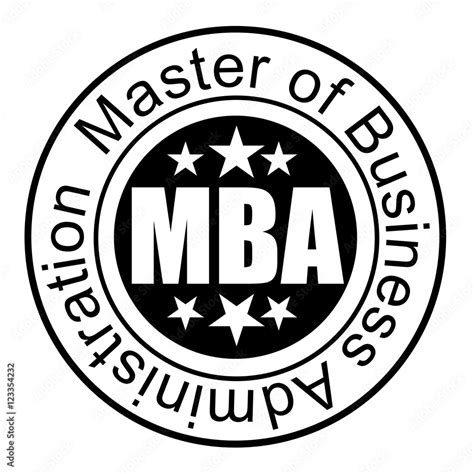 master  business administration mba stamp degree stock vector