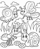 Coloring Pages Bug Insect Cute Insects Bugs Colouring Kids Print Printable Drawing Spring Animals Nature Sheets Color Cartoon Meadow Butterfly sketch template