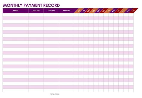 payment record payment log template
