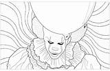 Coloring Clown Pennywise Pages Halloween Template sketch template