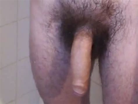 Big Guy Enjoying Handjob On His Hairy Cock After Shower