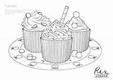 Colouring Baking Pages Sheets Cupcake Print sketch template