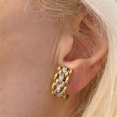 ct gold diamond clip  earrings plaza jewellery english vintage antique unique jewellery