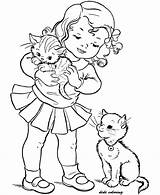 Coloring Pages Cat Kittens Color Printable Kitten Print Cats Girl Kids Playing Puppies Preschool Dog Girls Printing Sheets Popular Two sketch template