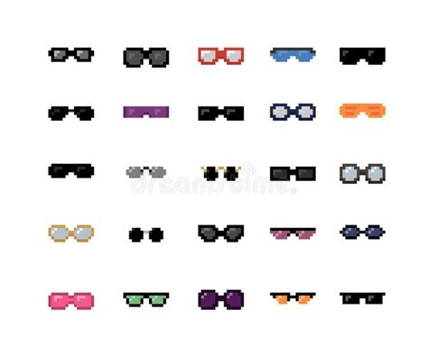 Pixel Sunglasses Set Set Of Glasses And Sunglasses 16x16 Pixel Art