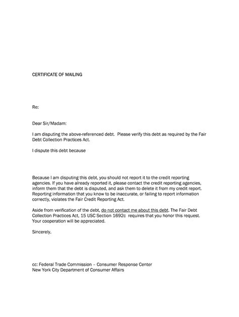 debt dispute letter template resume letter