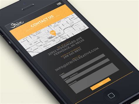 mobile contact page  ross legacy  dribbble