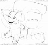Elephant Coloring Outlined Illustration Royalty Clipart Bnp Studio Vector sketch template