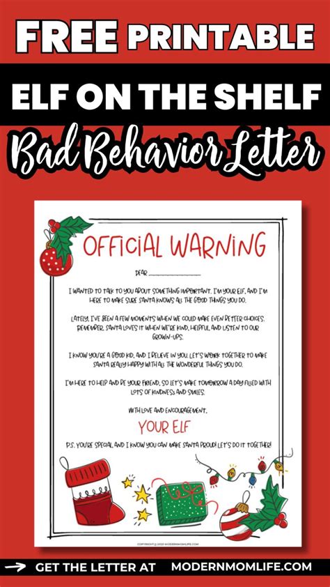 discover   printable elf   shelf bad behavior letter