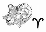 Coloring Adult Aries Zodiac Pages Ram Symbol Signs Displaying Fun sketch template