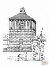 Coloring Mausoleum Halicarnassus Pages Wonders Rhodes Colossus Printable Popular sketch template