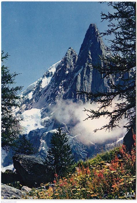 chamonix  aiguille du dru  aiguille verte rhone alpes france postcard