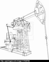 Pump Jack Oil Getdrawings Drawing Vector sketch template