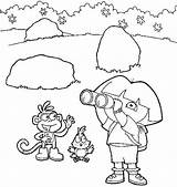 Coloring Dora Binoculars Pages Colouring Cartoon sketch template