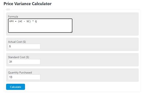 price variance calculator vmp calculator academy