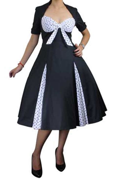 Rockabilly Pinup Retro 50s Polka Dot Swing Dress Dance Vintage Black