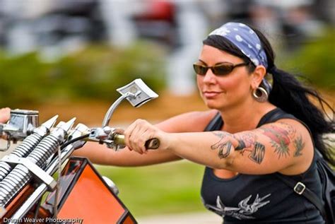 Biker Babe On A Chopper A Photo On Flickriver Female Biker Tattoos